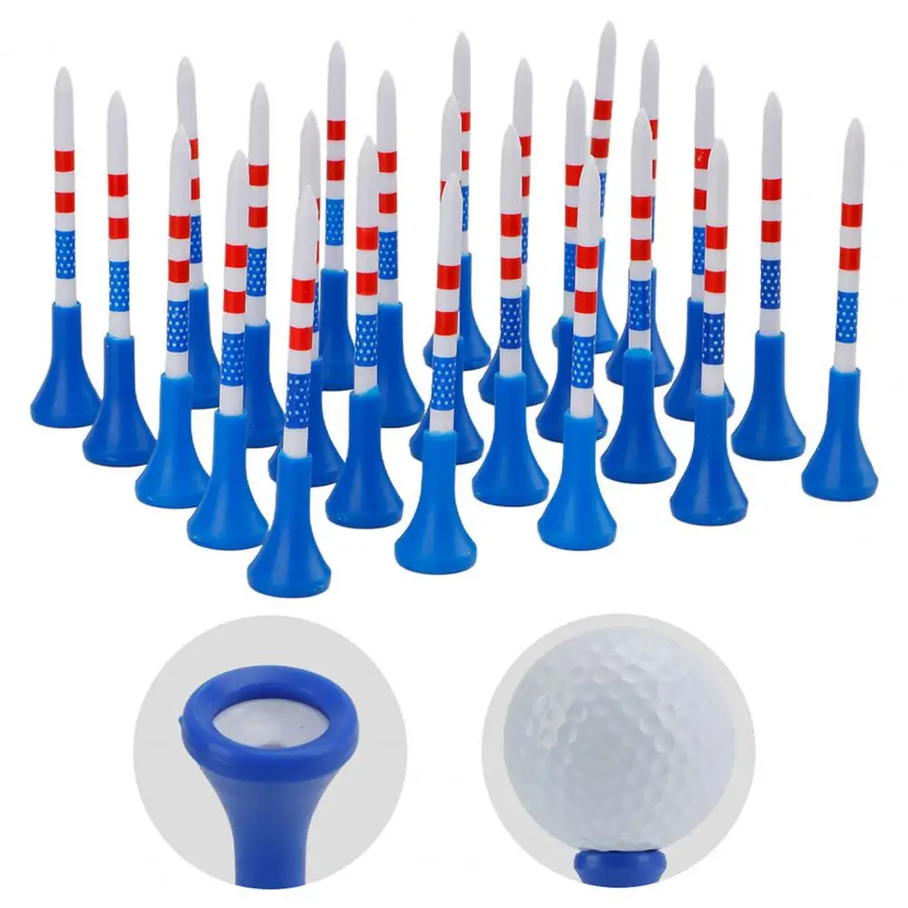 10/20/50 Pcs Golf Tees Plastic Golf Tees Reduces Friction Side Spin Golf Accessories USA Flag Pattern Long Golfs Tees Bulk