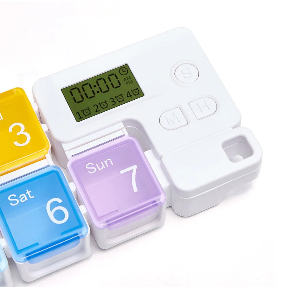 

1Pcs Smart Medicine Organizer Pill Box 7 Compartments Portable Alarm Reminder Case Portable Medicines Storage Container