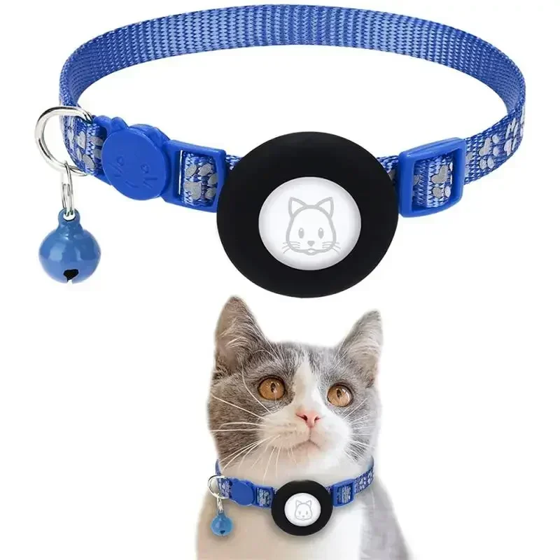 Breakaway Airtag Cat Collar,Reflective Apple Air Tag Cat Collar With Bell Waterproof Airtag Holder Case,GPS Pet Tracker Collar