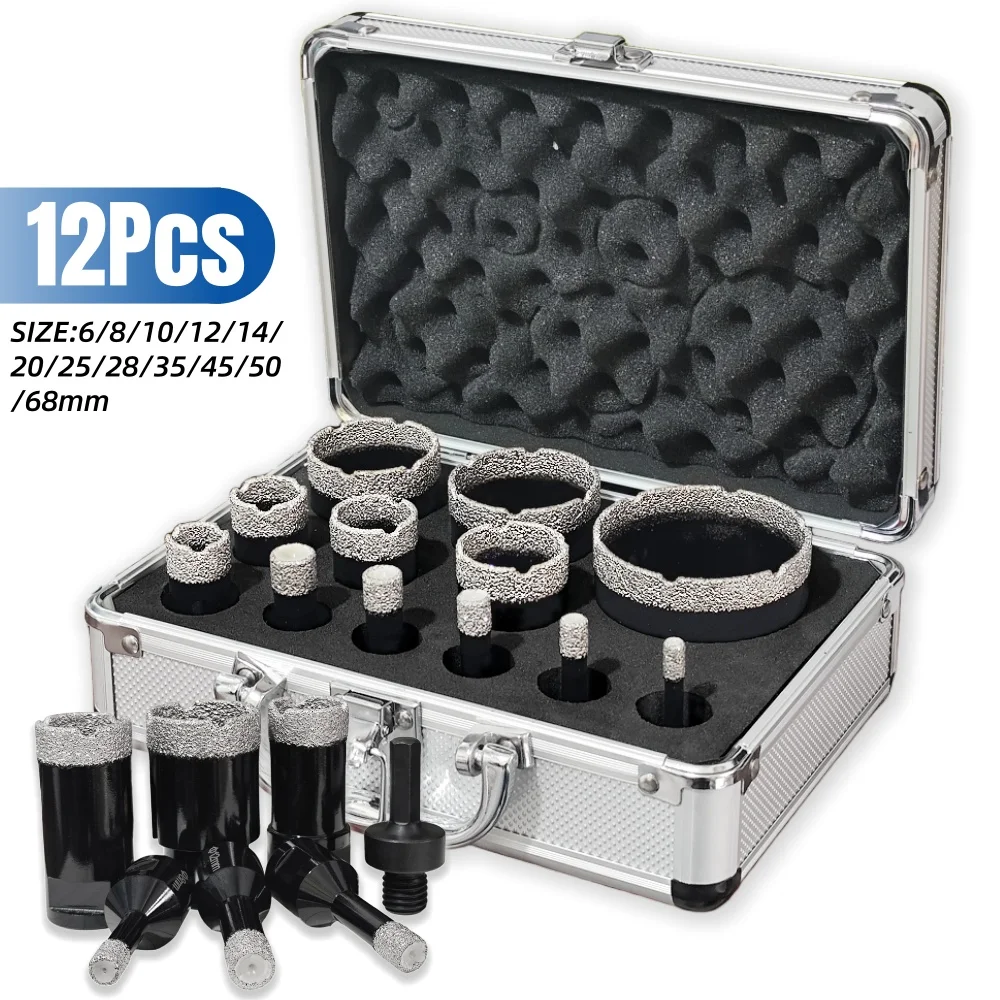

M14 Dry Vacuum Brazed Masonry Hole Saw Diamond Drill Bit Set For Tiles Concrete Ceramic Granite Marble Drilling Tools Set
