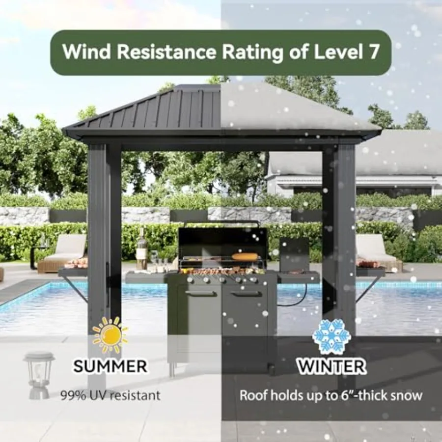 5 x 8Feet Grill Hardtop Gazebo with Galvanized Steel Roof view 4