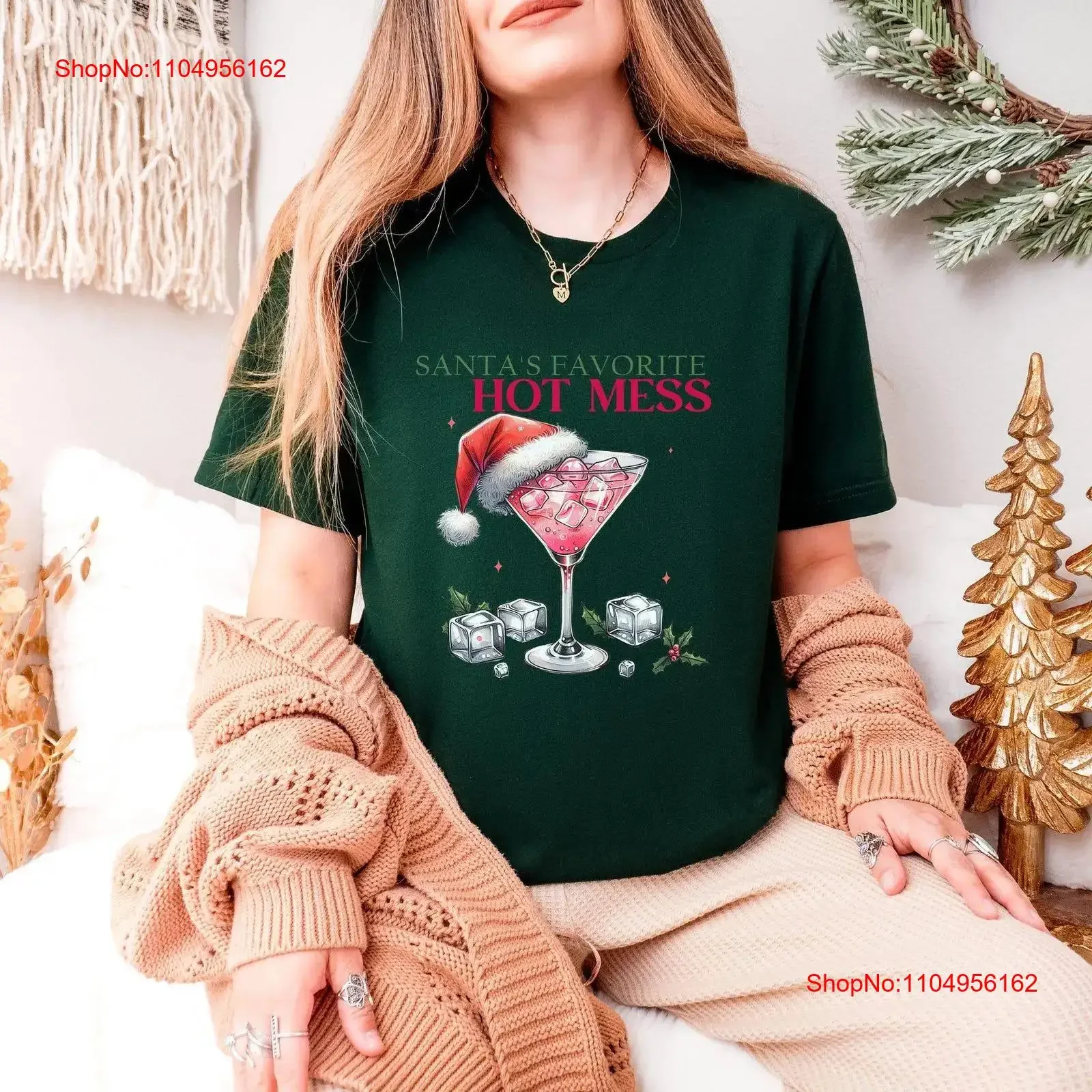 

Santa's Favorite Hot Mess SweaT T Shirt Christmas Drink Sweater Martini Party Santa Claus Holiday vintage Washed Unisex