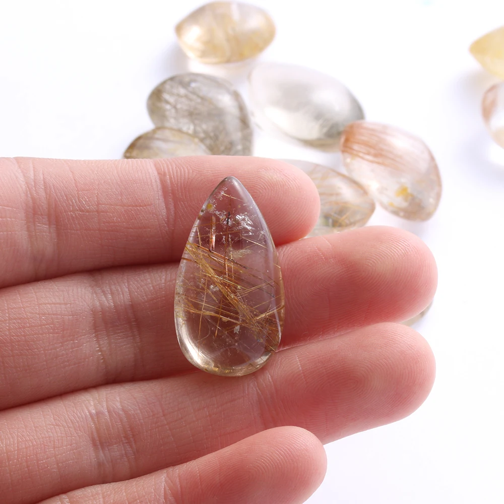 Mineral Specimens Citrine Pendant Healing Stone Rutilated Quartz Yellow Hairstone Natural Hair Crystal