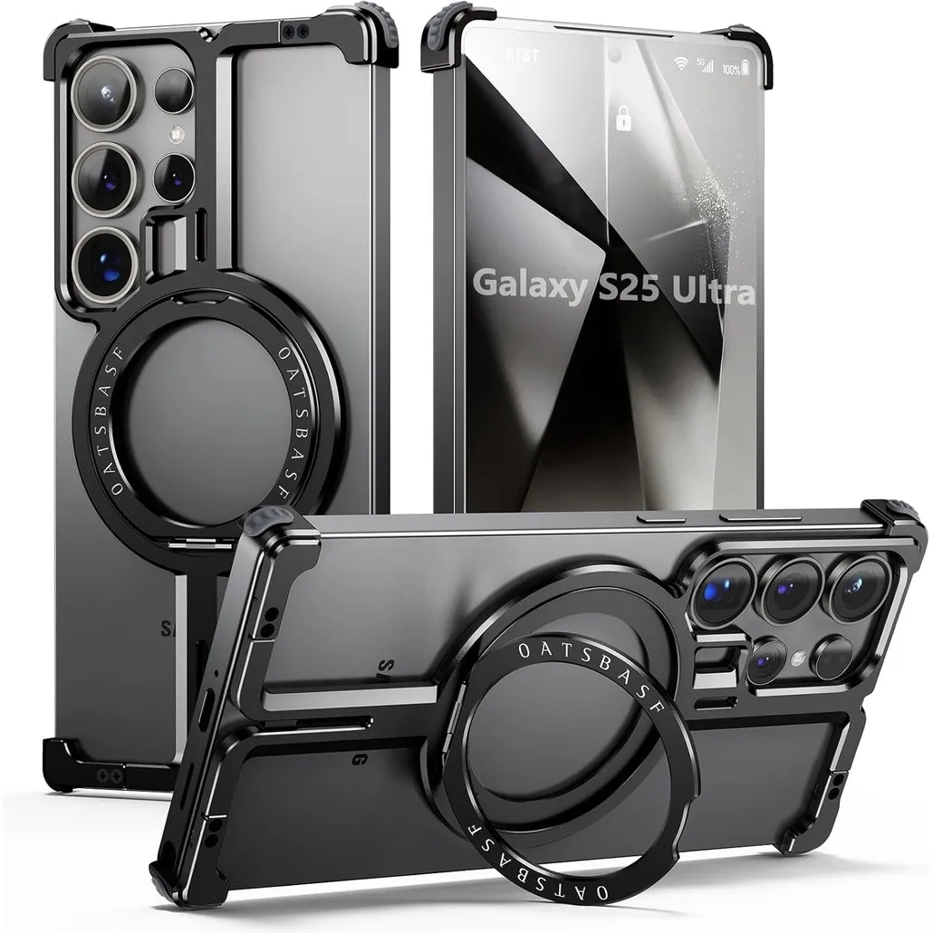 

Metal Magnetic Case for Samsung Galaxy S25 Ultra with Rotation Kickstand