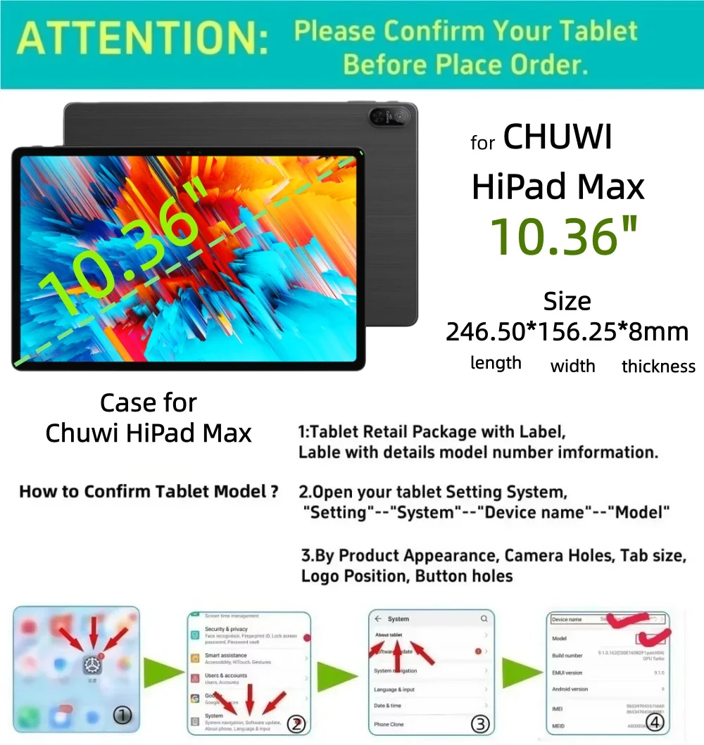 Case for Chuwi Hipad Max 10.36 Inch Smart Tablet Case Flip Pu Leather Cases for Chuwi Hipad Max Tab Stand Protect Shell