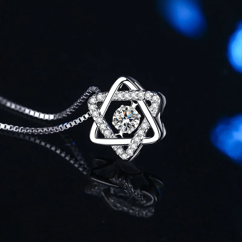 Hexawn star pendant pulsating simple everything fashion accessories Mosang stone clavicle chain