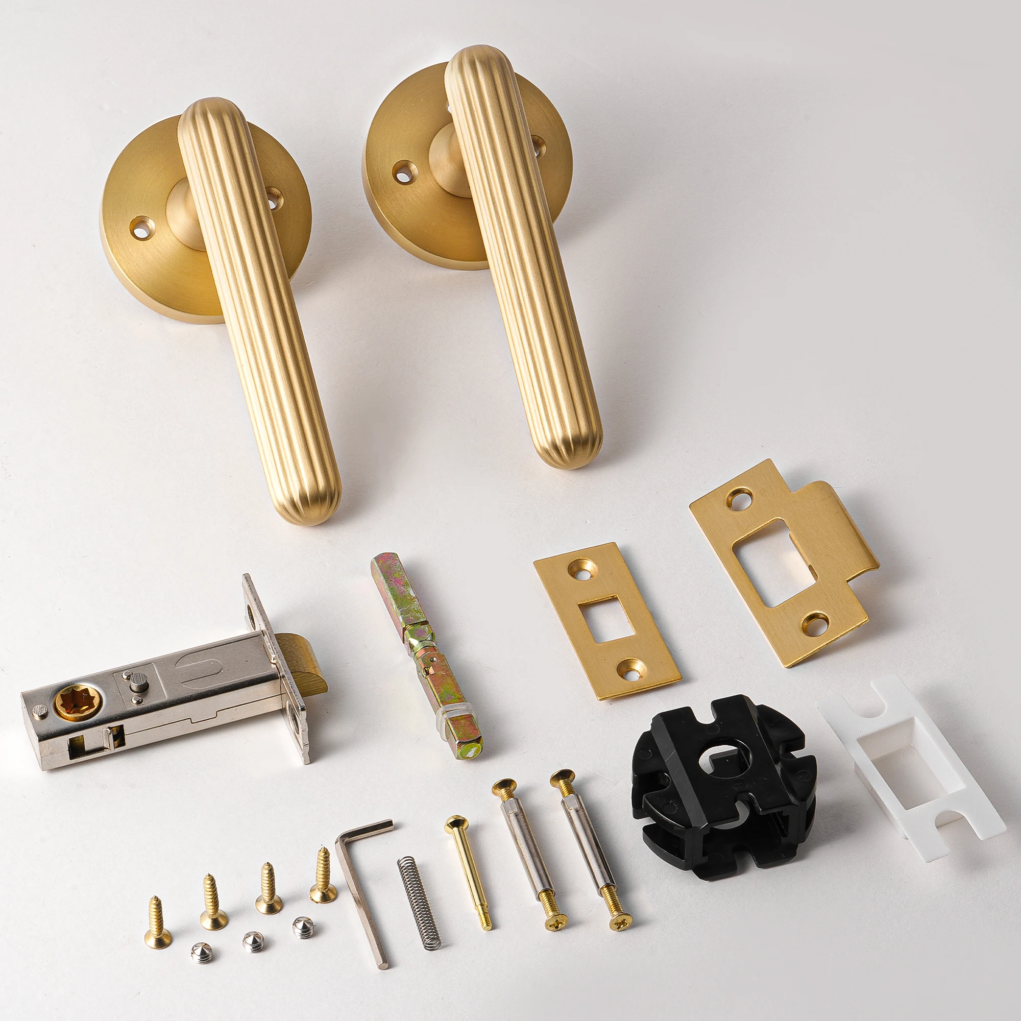 Dooroom Brass Door Lock Set Modern Simple Bathroom Locks  Privacy Locks Interiror Bedroom Bathroom Hardware tools Door Lock