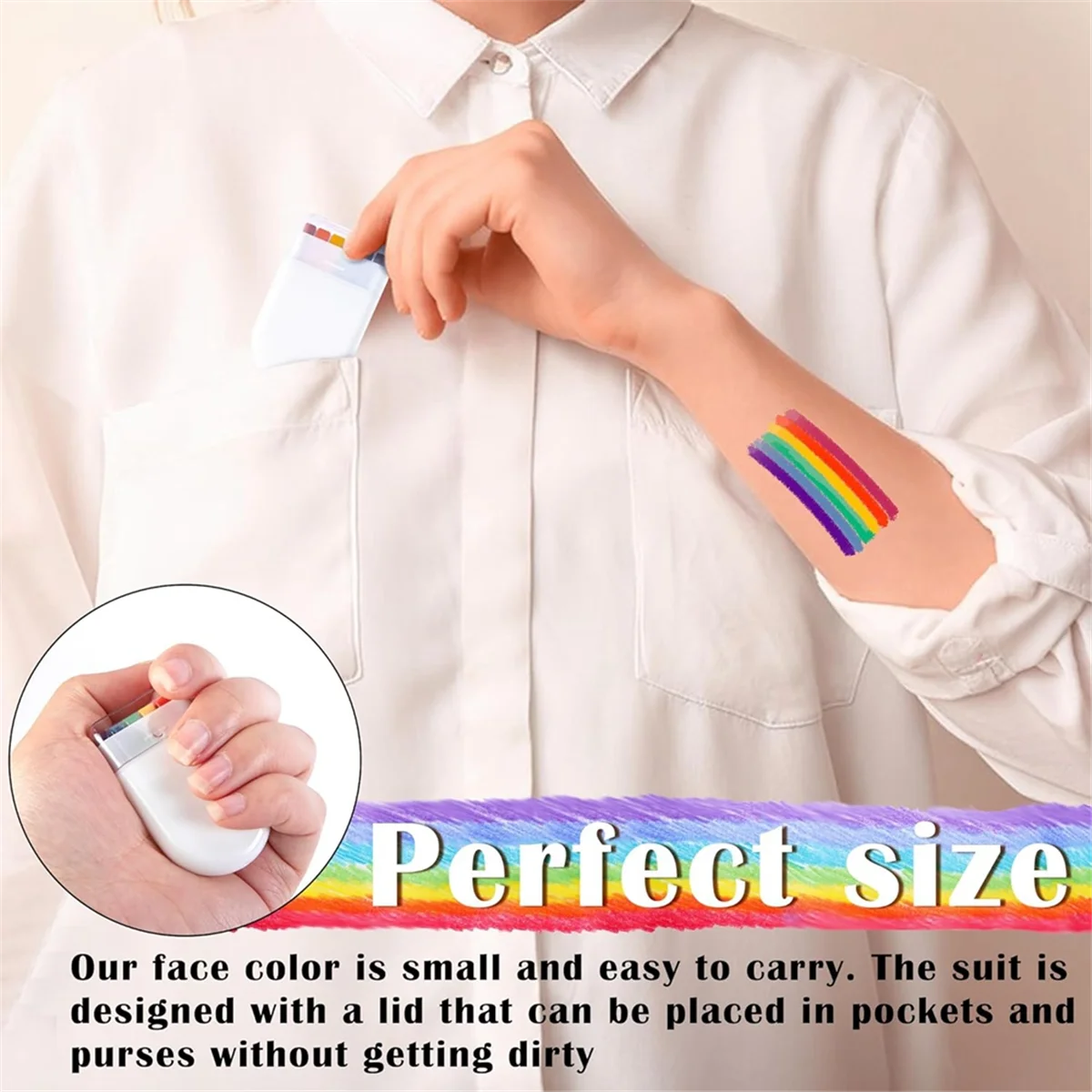Gfc-4 Pcs Rainbow Face Body Paint-Gay Pride Day Flag Face Paint-LGBT Rainbow Stripe Crayon for Gays Pride Day
