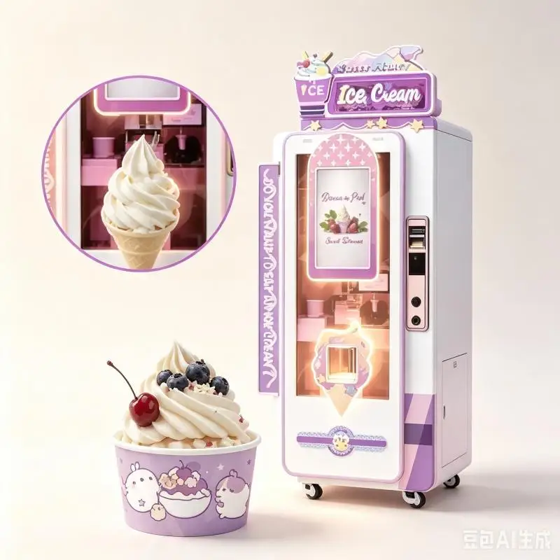 Customized Smart Ice Cream Vending Machine Automatic Soft Serve Equipment With Rapid Freezing System For Business Applications