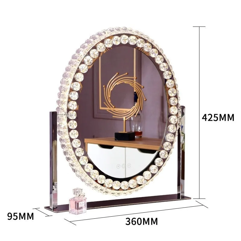 Light luxury crystal with lamp, desktop desktop led intelligent fill light Internet celebrity big mirror light