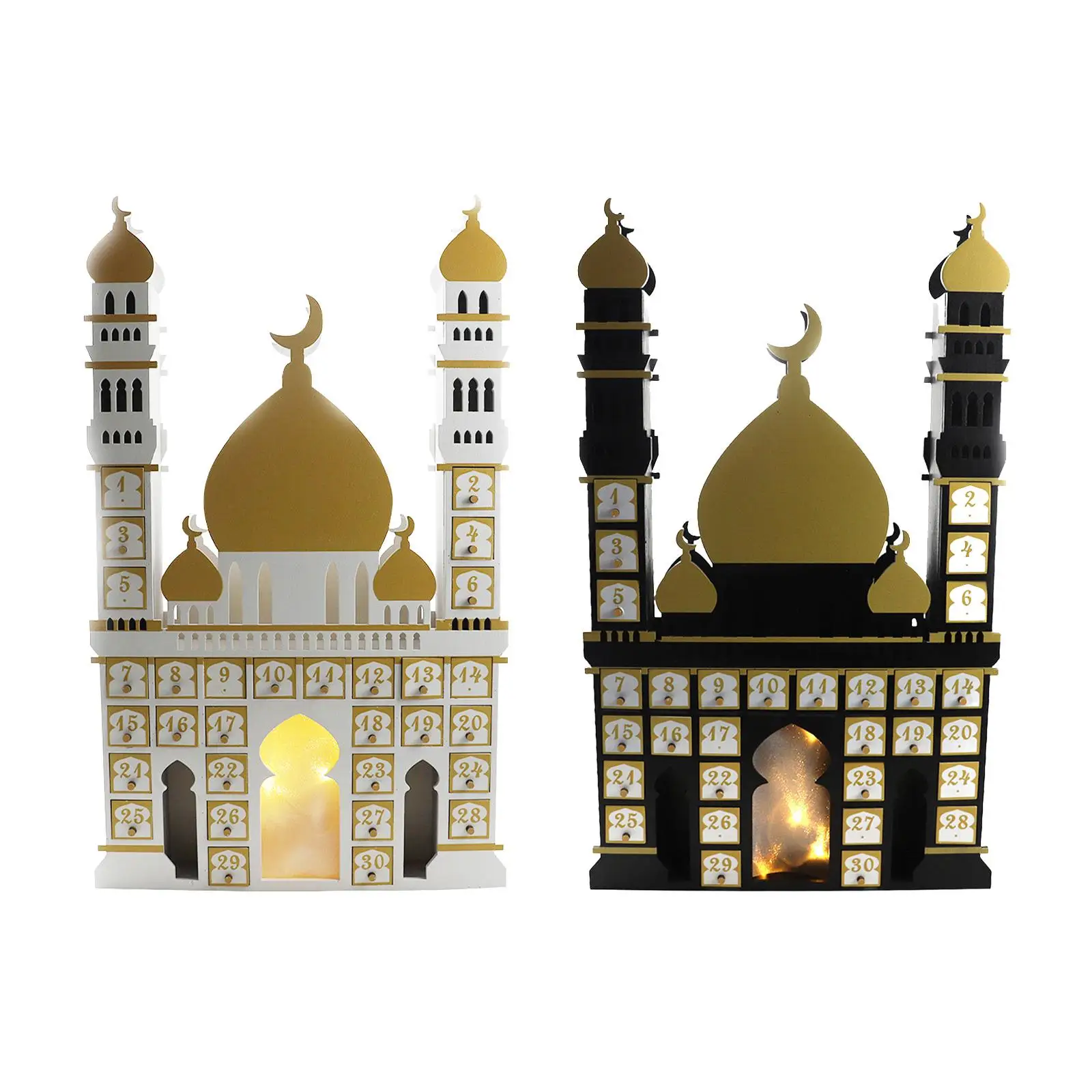 Ramadan Calendar with Light Ornament 30 Storage Drawers Eid Mubarak Decoration