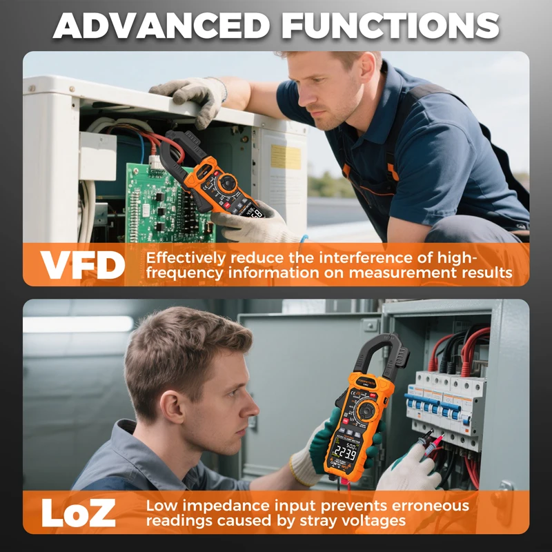 Sporomtisto-デジタルクランプメーター、電圧検出器、6000カウント、ac、dc電流、true rms、電流計、電圧計、ncv、オームテスター、cm02、1000a
