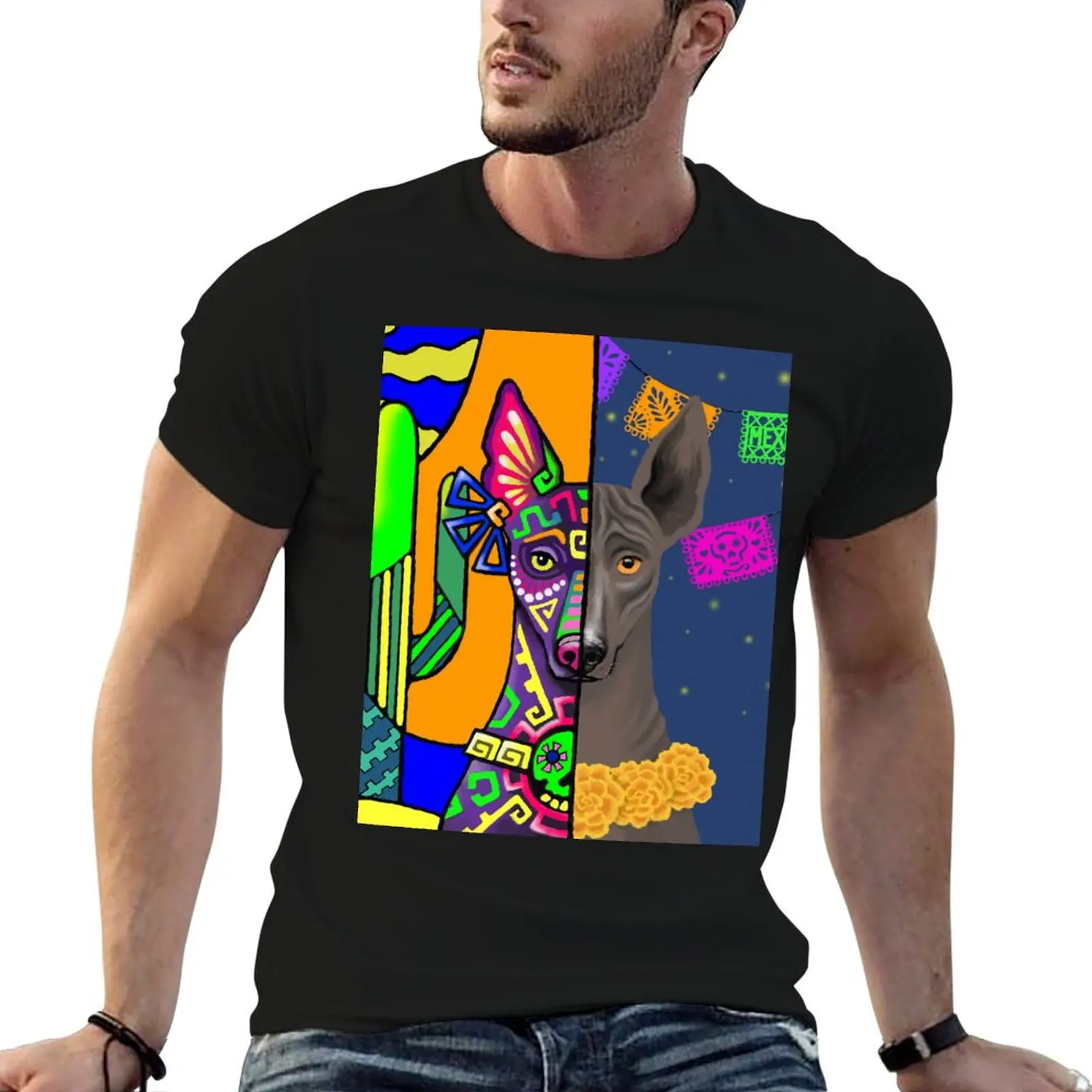 Prehispanic Xolo T-Shirt man t shirt animal prinfor boys graphics oversizeds mens graphic t-shirts