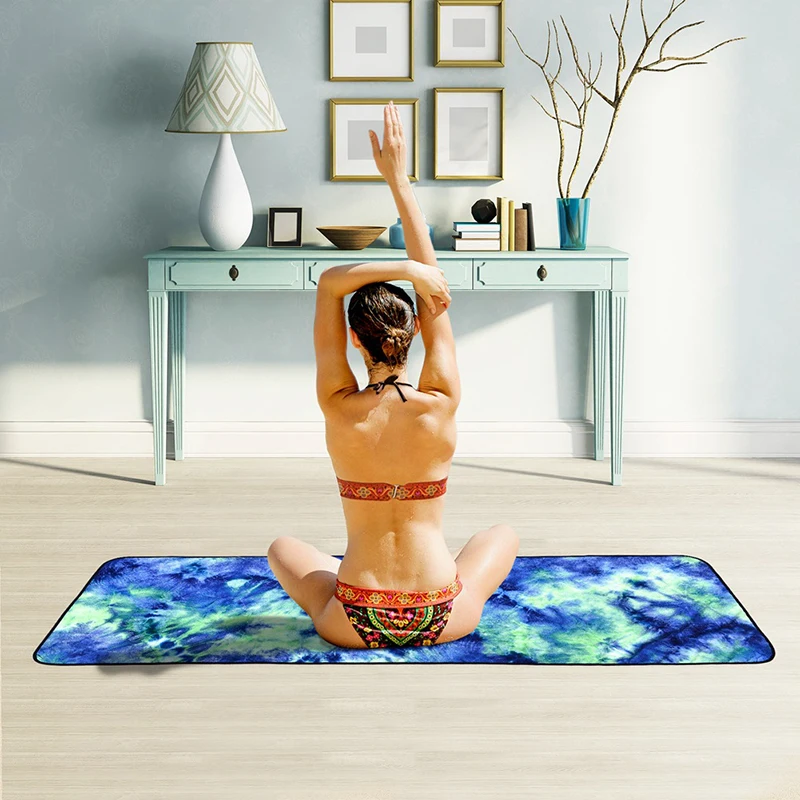 Travel Exercise Foldable Eco Friendly Tie-dyed Microfiber Yoga Mat Non Slip Sports Towel