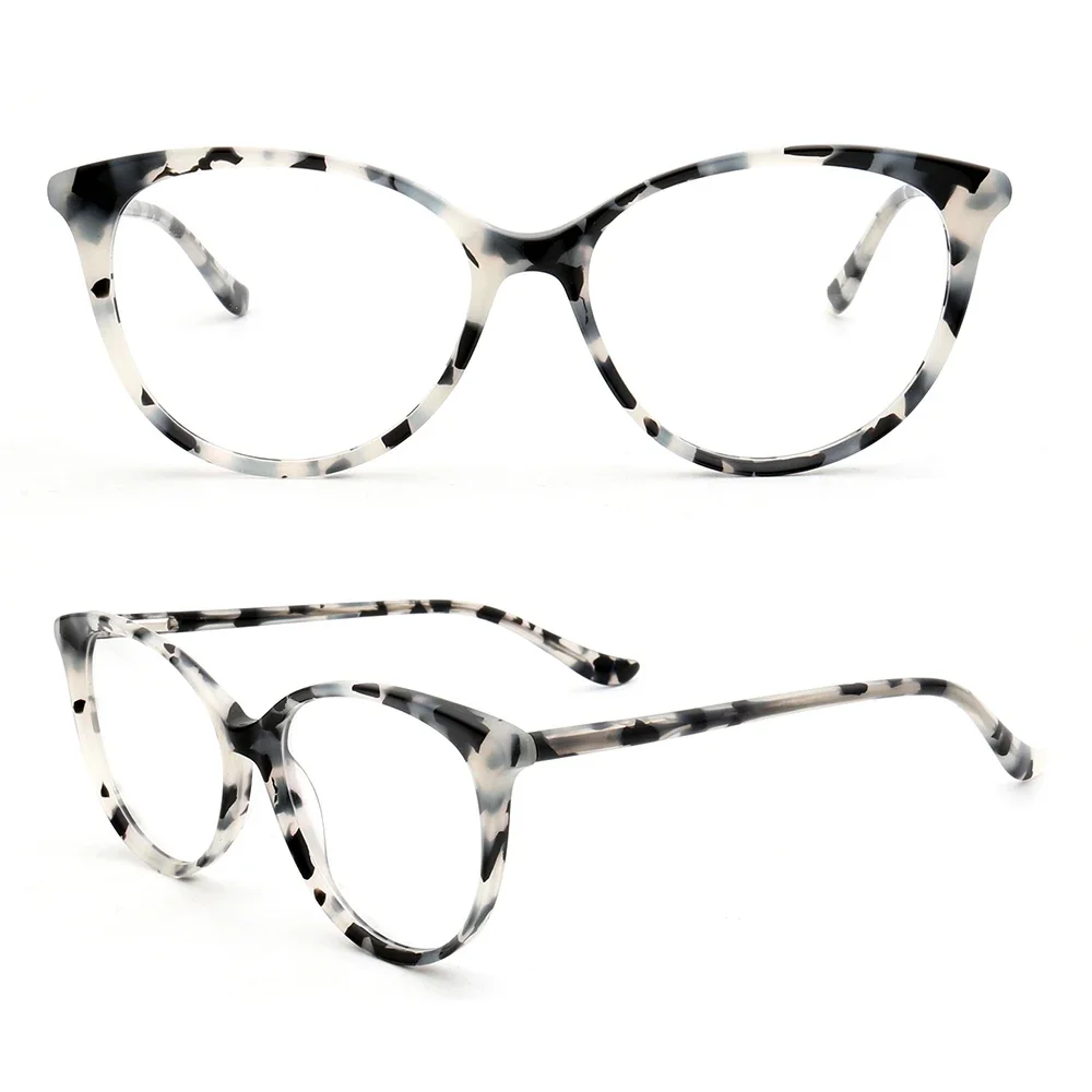 

Women Round Glasses Frame for Women Cat Eye Eyeglass Frame Prescription Print Optical Eyewear Vintage Female Retro Spectacles