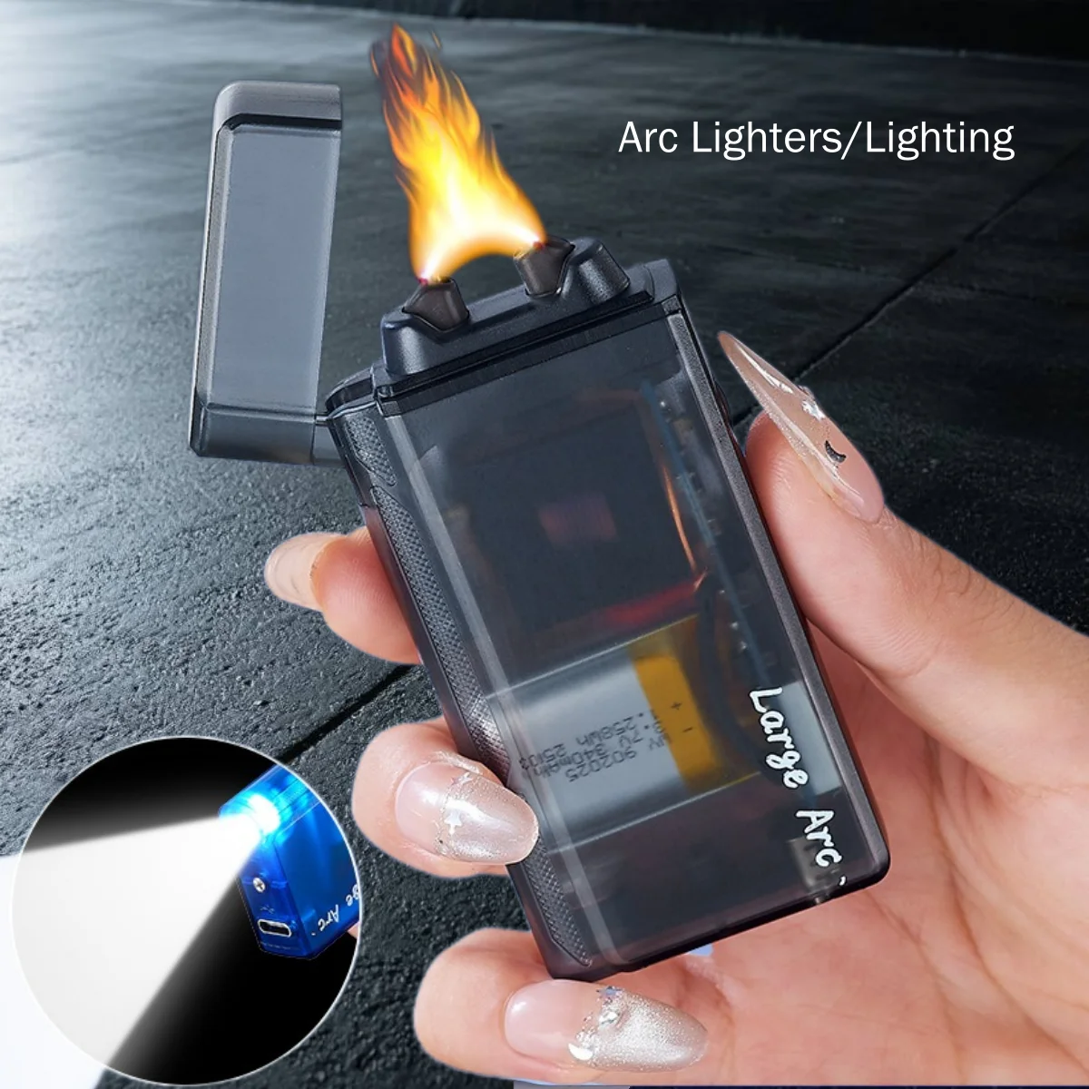 

New Voice-Activated Arc Lighter with LED Light Rechargeable Lighter Personalized Electronic Pulse Igniter Smoking Accessory