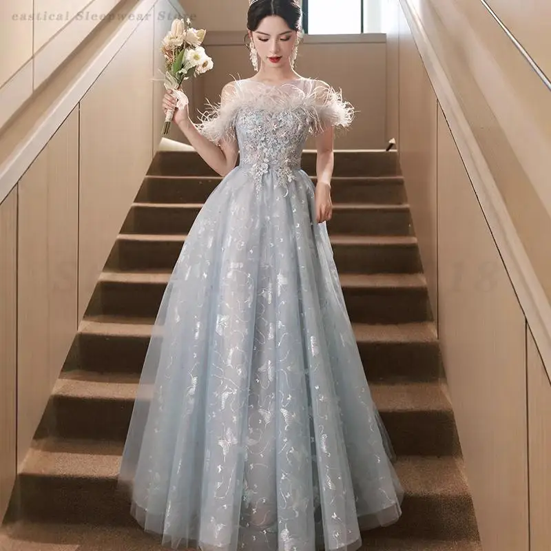 

Синее платье во французском стиле принцессы, роскошное жаккардовое платье с бабочкой, банкетное темпераментное платье, милые романтические платья, сексуальное Ципао