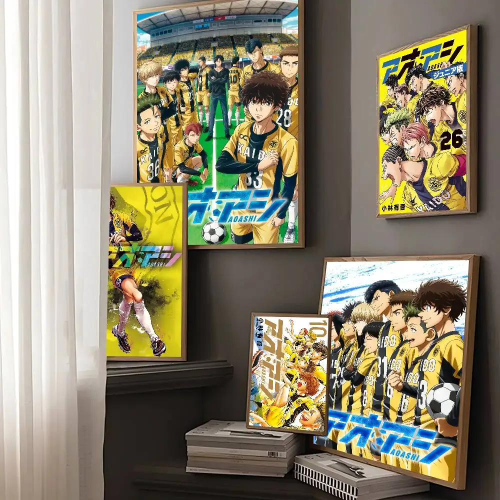 Pósteres adhesivos de película de Anime Ao Ashi, pegatina de papel Kraft Retro, bricolaje, habitación, Bar, cafetería, pintura artística estética para pared