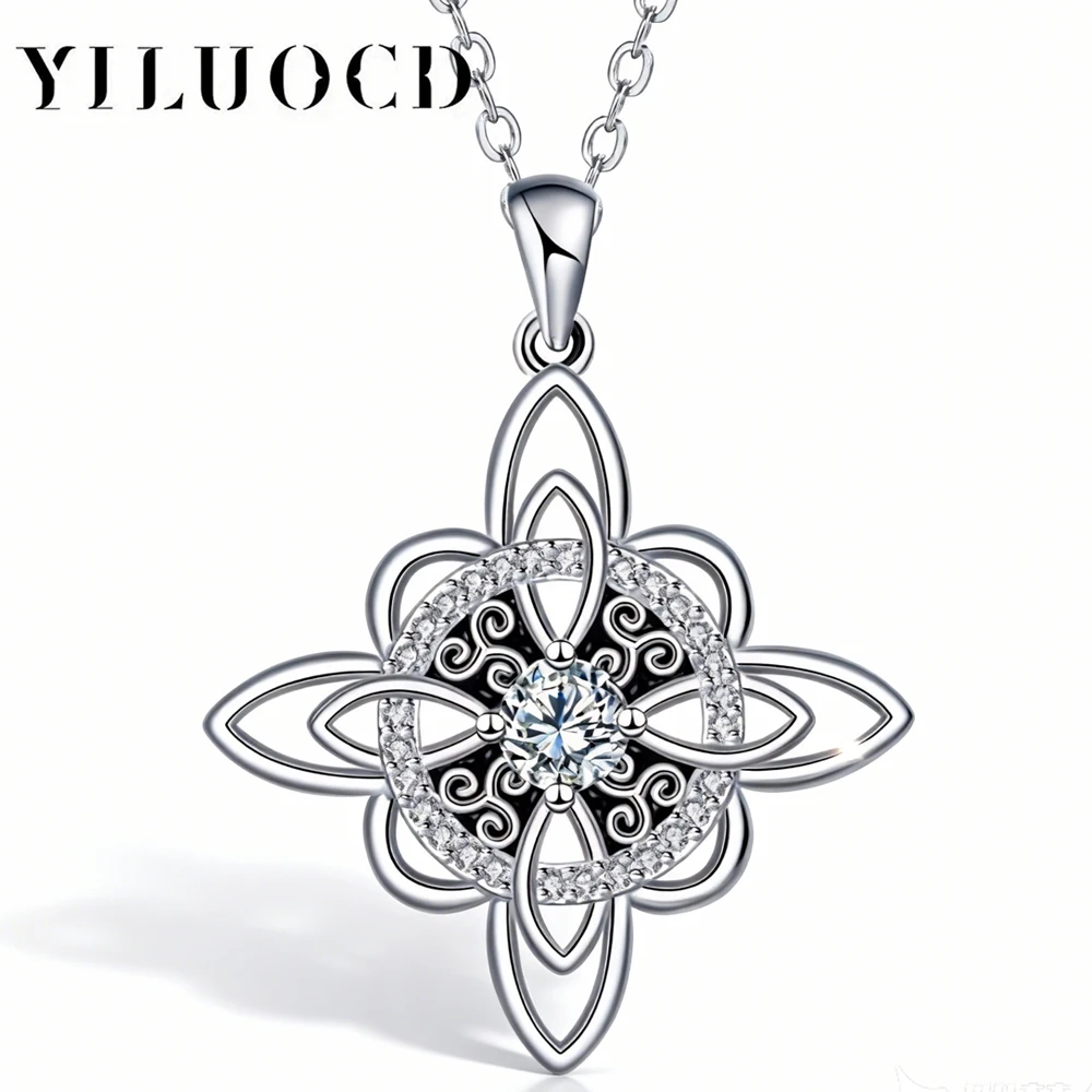 Collar con símbolo Triskele de plata tailandesa 925 y nudo de bruja con múltiples circonitas Triskelion, joyería irlandesa, regalo del Día de San Valentín