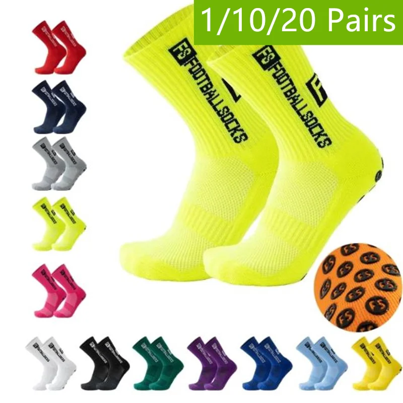 

1/10/20 пар профессиональных нескользящих футбольных носков для мужчин и женщин, спортивные носки с силиконовой подошвой, футбольные спортивные носки для бега и велоспорта