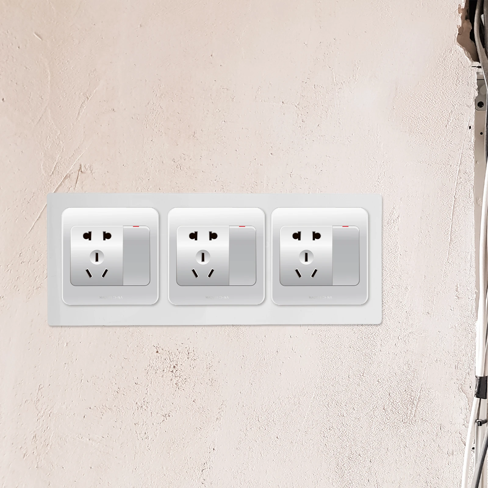 2 Pcs White Plug Socket Surround Solid Outlet Covers Switch Panel Blank Plate Electrical Rocker Wall Seamless Gaps