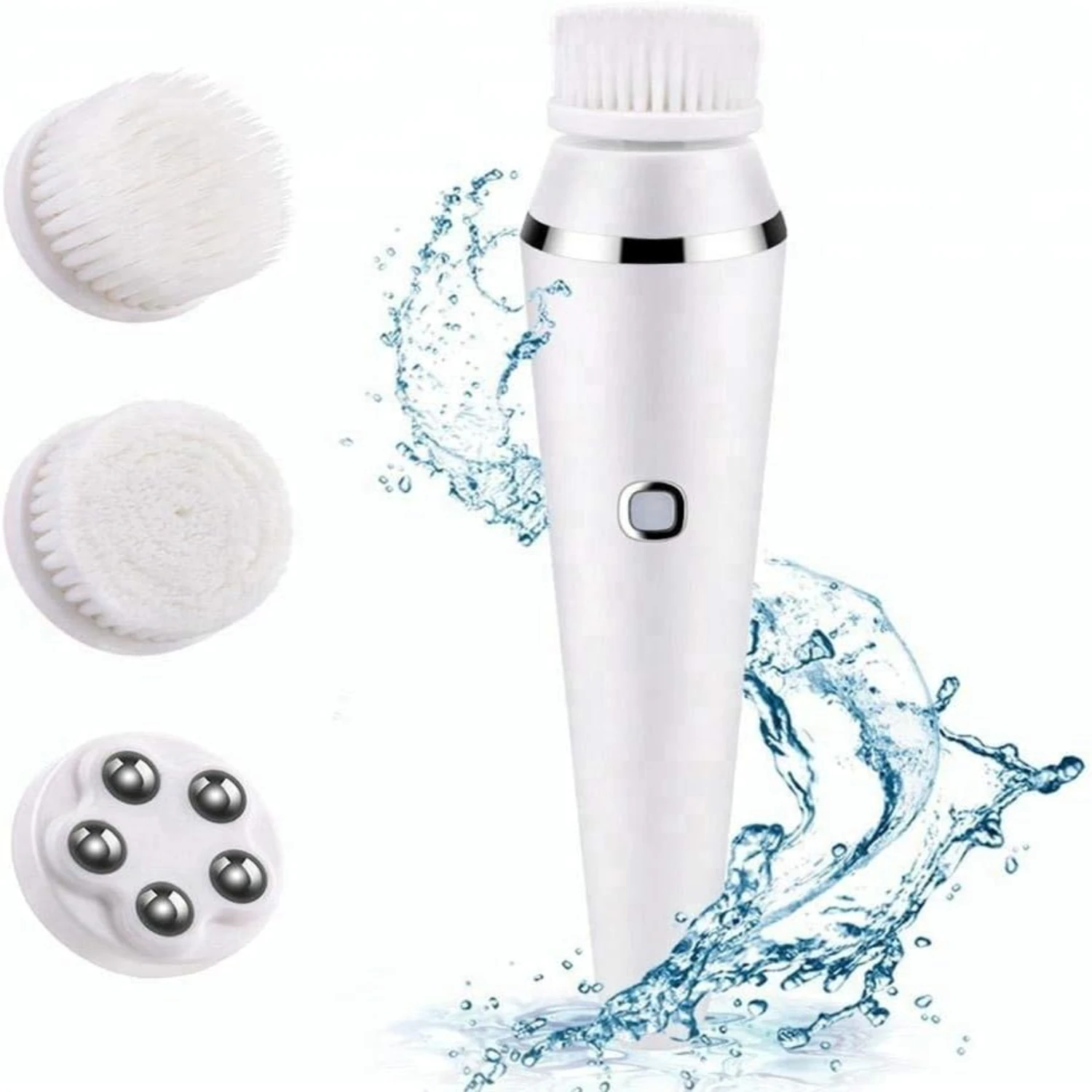 Rechargeable Waterproof 4-in-1 Facial Cleansing Brush for Deep Cleansing, Exfoliating, and Skin Care