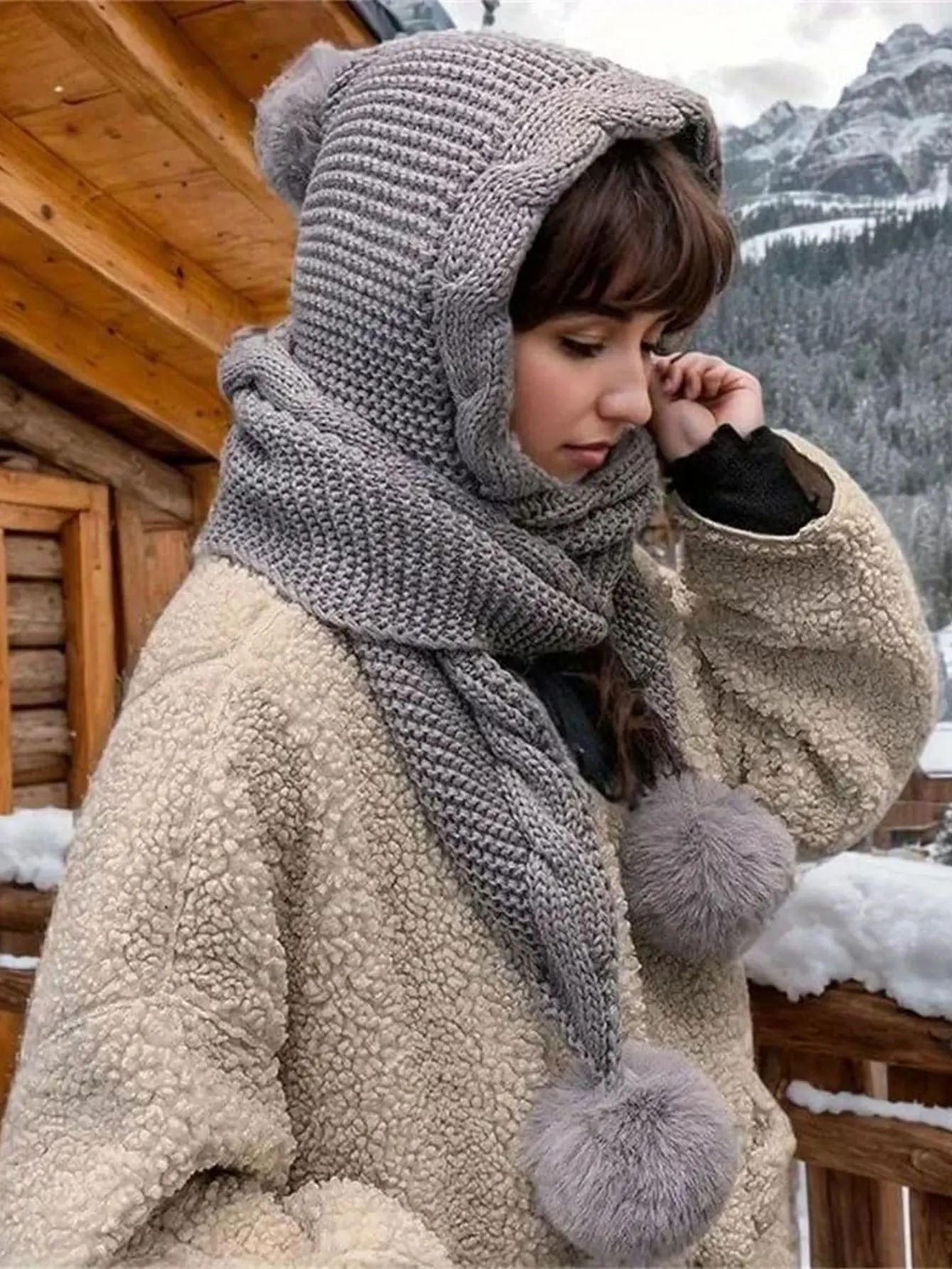 ผ้าพันคอหมวกไหมพรม 2 in 1 สำหรับฤดูหนาว กันลม กันหนาว แบบสามห่วง นุ่ม สบาย สำหรับผู้หญิง ฤดูใบไม้ร่วง/ฤดูหนาว ใช้ได้หลากหลาย