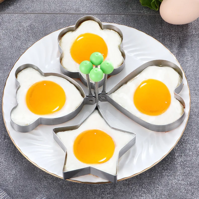 Stainless Steel 5Style Fried Egg Pancake Shaper Omelette Mold Mould Frying Egg Cooking Tools Kitchen Accessories Gadget Rings