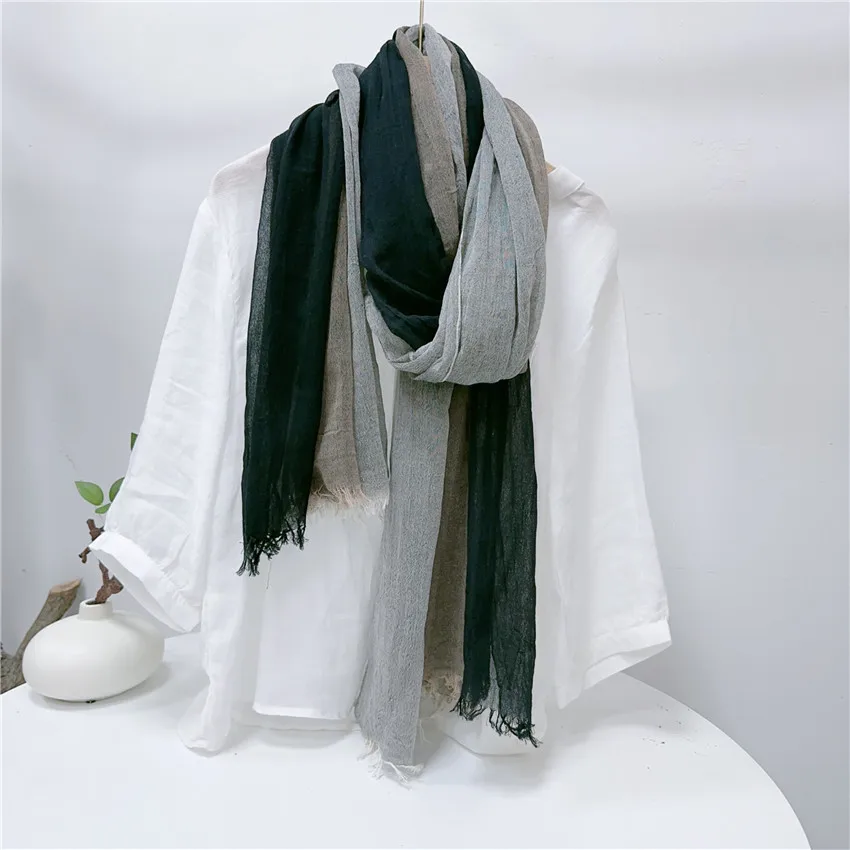 Designer Cotton Linen Men\'s Scarf Autumn Winter Men Scarves Warm Neckerchief Pashmina Shawls Male Accessories Tassel Bufandas