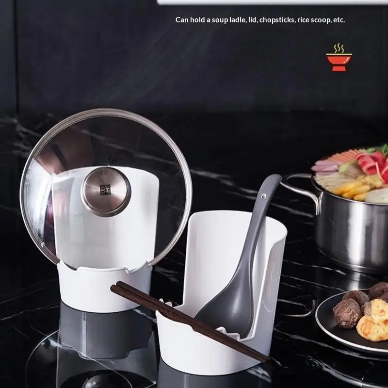 Non-Slip Spatula Holder Heat-Resistant Minimalist Pot Lid Storage Rack Water Tray Soup Spoon Rack Desktop