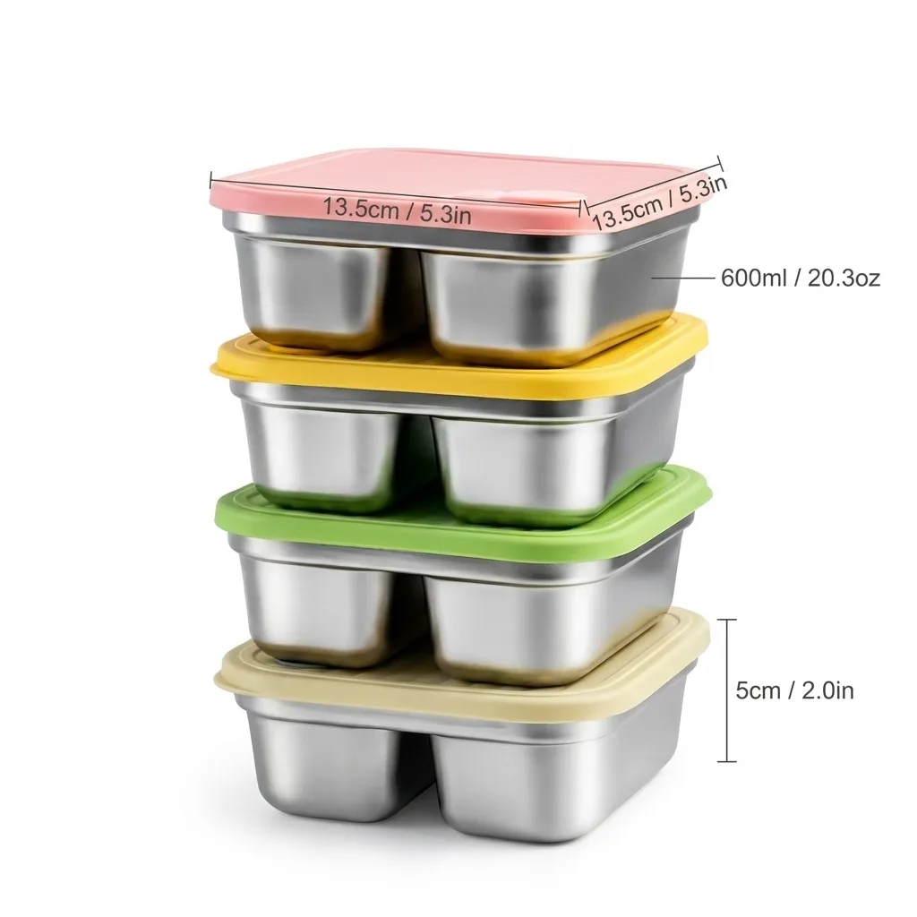 Draagbare Lunchbox Buitenpicknick 1/2 Vakken Grote Capaciteit Fruit Salade Voedsel Opbergcontainer 304 Roestvrij Staal Bento Box