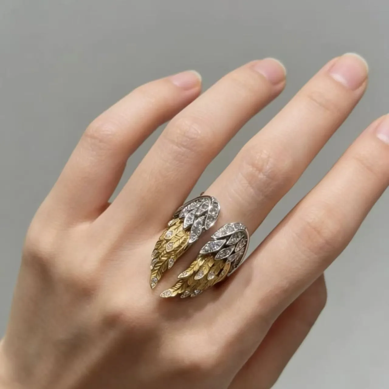 Gothic Plate Armour Series Articulated Ring, Unique High-Grade Mechanical Style Open Armour Finger Jewellery