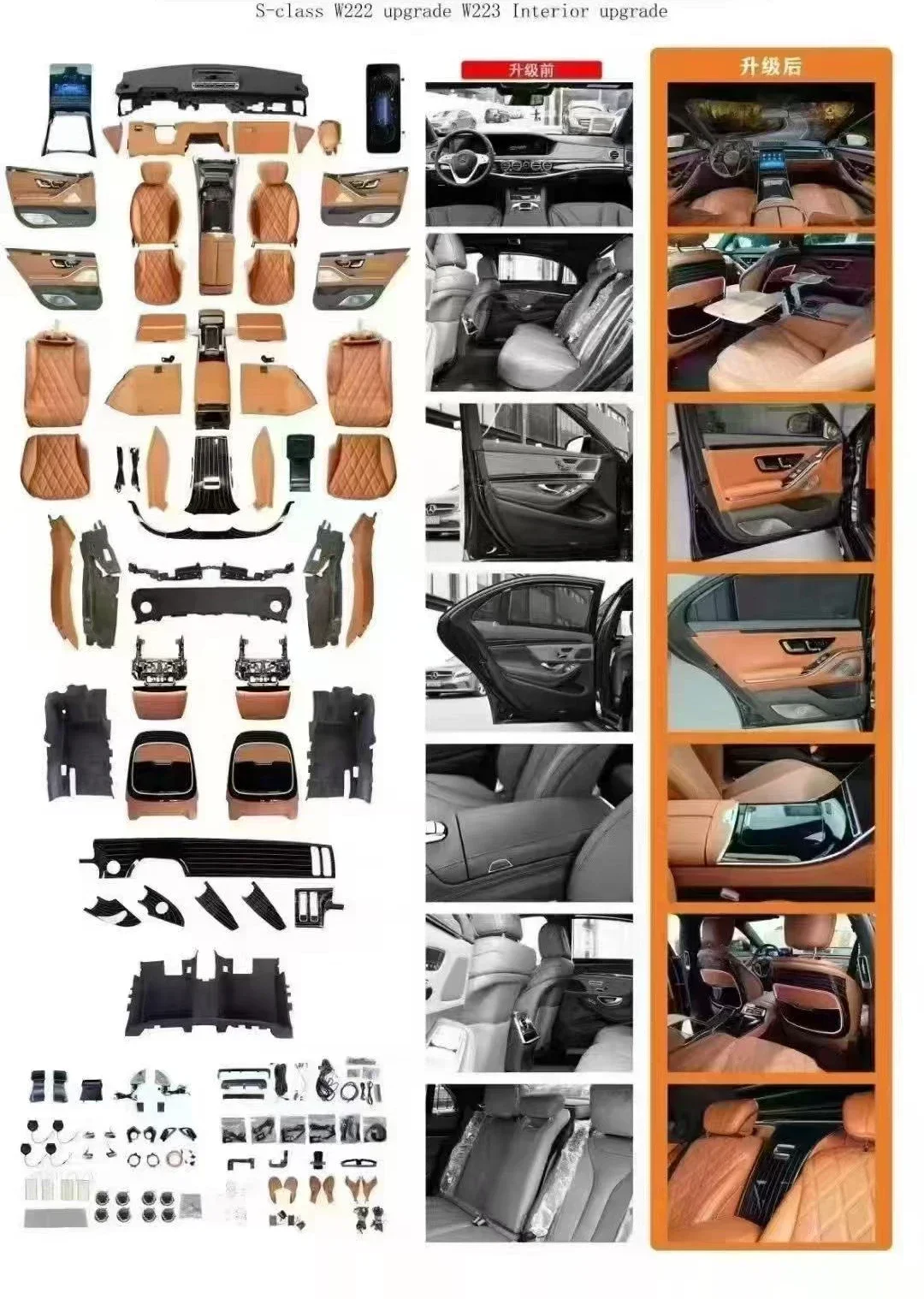 Auto Modification Interior Conversion Upgrade Kits for S-W222 2014-2020  to W223 2021-2024