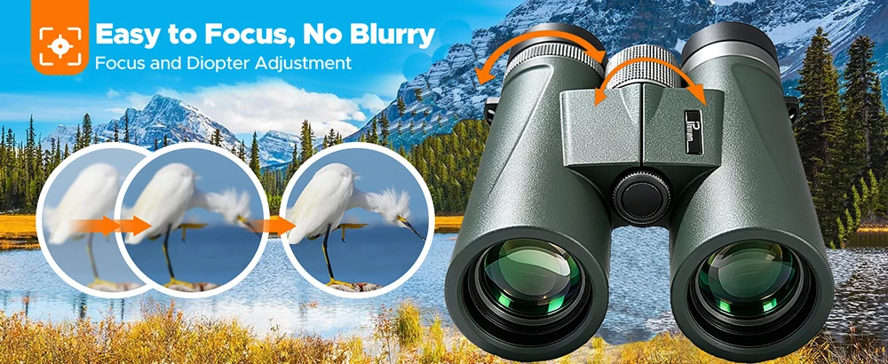 12x42 HD Profi-Fernglas mit HD-Linse, BAK4-Prisma, wasserdichtem Metallgehäuse für Vogelbeobachtung, Jagd, Camping, Reisen und Outdoor-Aktivitäten – Detail 3