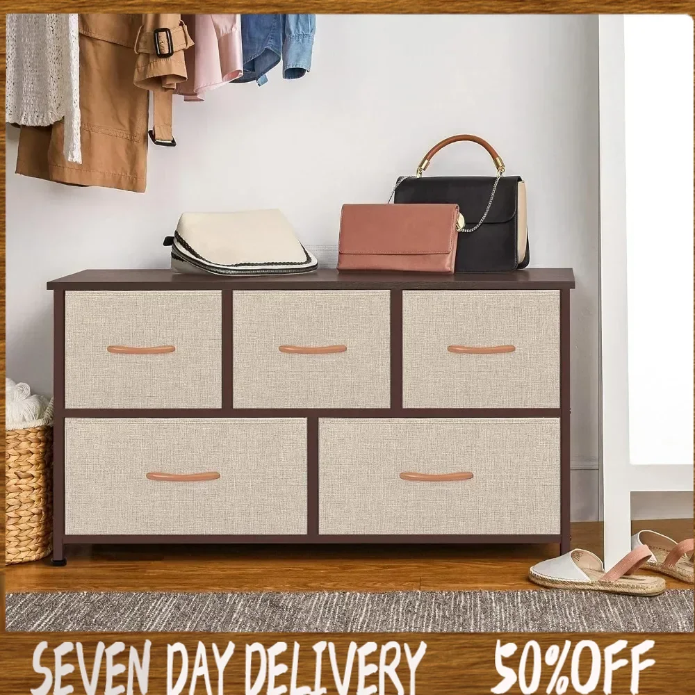 

5 Drawers of Easy-Pull Fabric Bins Toilet Furniture Makeup Table Beige 22x39.37 Inches Hallway Make Up Table Furnitures Entryway