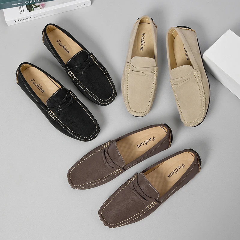 

New Fashionable Lightweight Breathable All - Match Men's Casual Loafers Shoes Soft Soled Comfortable Non Slip Casual Bean Shoes