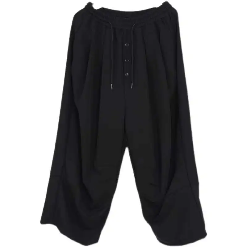 Men's Straight Pants Black Casual Pants Street Wear Men's Spring And Summer Dark Mountain Style Plus-Size Runway Show