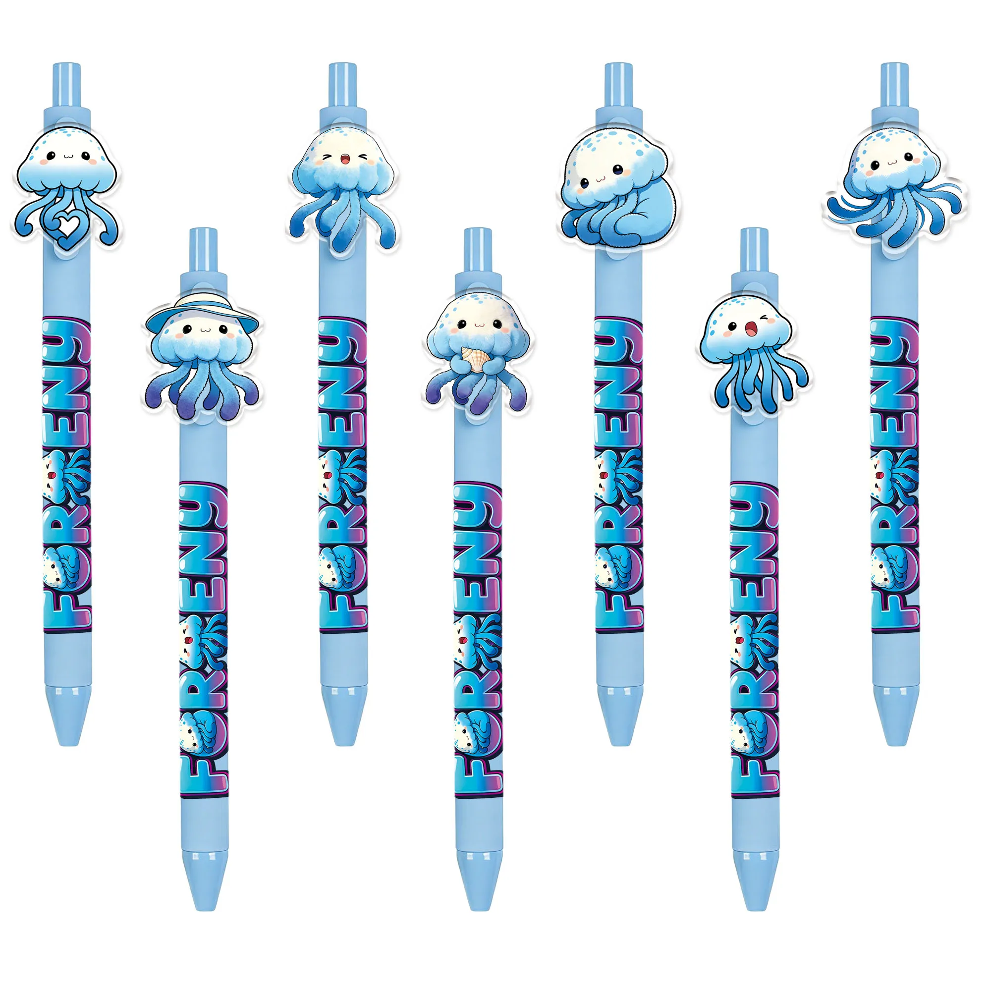 

Набор из 7/14 ручек с узором «Мечтательные медузы» – круглые ручки в морском стиле для студентов и офиса