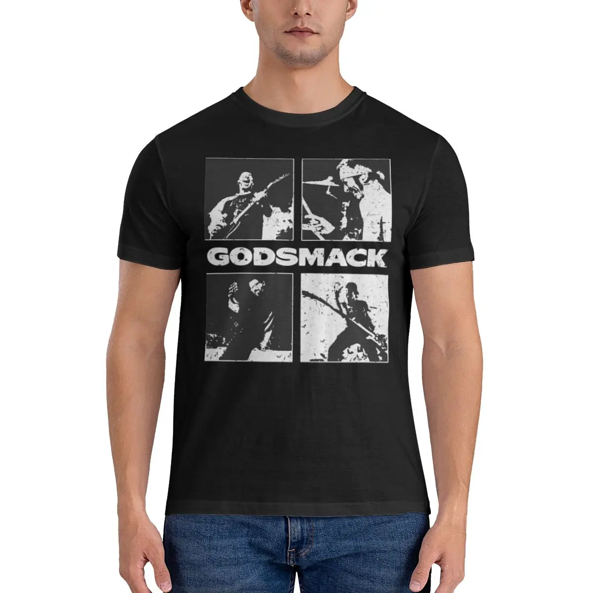 Футболка мужская с круглым вырезом, забавная хлопковая рубашка с принтом рок-группы, без лица, с коротким рукавом, с забавным дизайном в подарок