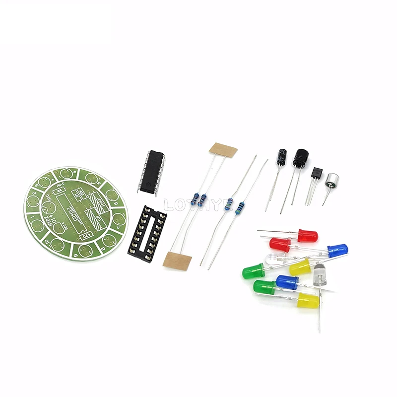 CD4017 LED Rotating Light Making Kit Voice Activated Colorful DIY Electronic Kit Parts Soldering Electronic Component Welding