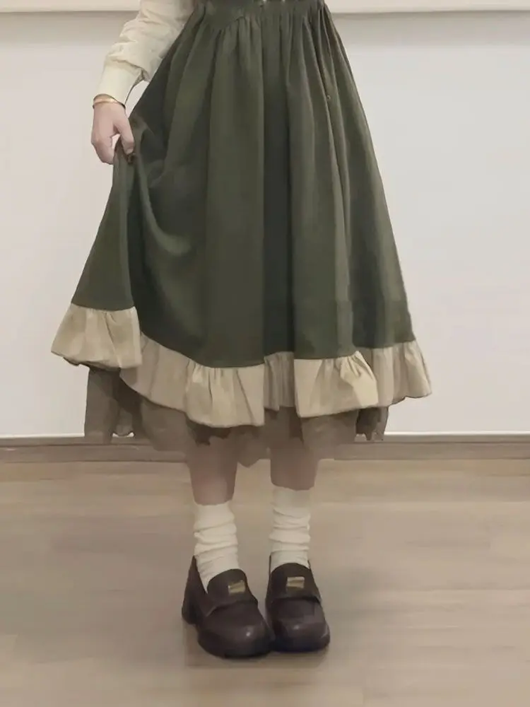 2025 New Japanese Korean Kawaii Preppy Lolita Design Strap Dress + Fashion Female Student Sweet Bow Tie Up Shirt Two Piece Sets
