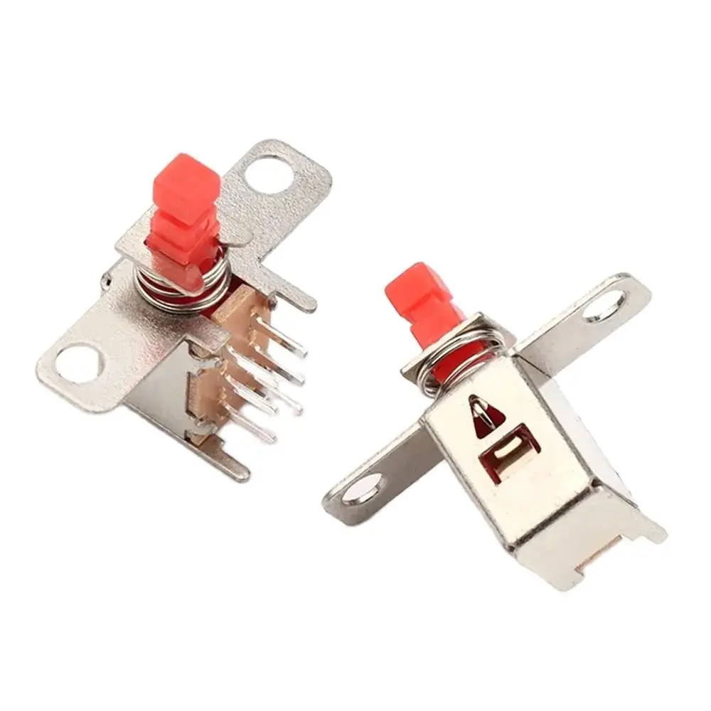 1-5Pcs A03-08 6Pin TV PS22F24 Power Switch With Spring Self-locking Unlocked Red DC 12V 50MA Unidirection Push-button Switch