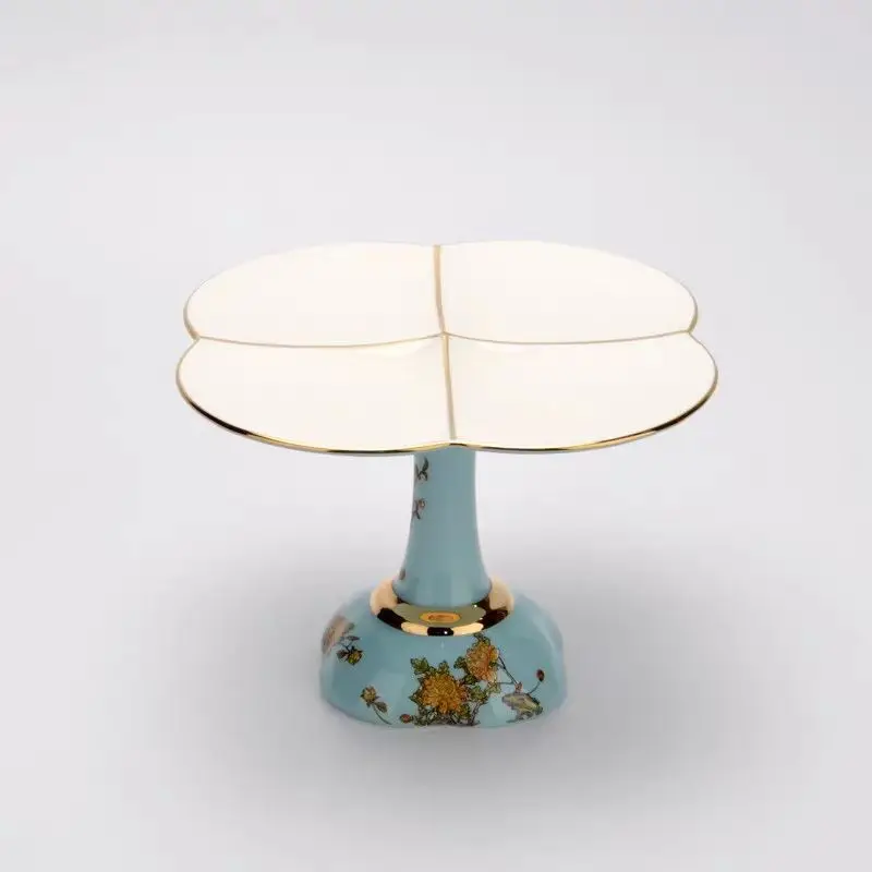 Porcelain West Lake Blue Tall Refreshment Fruit Plate