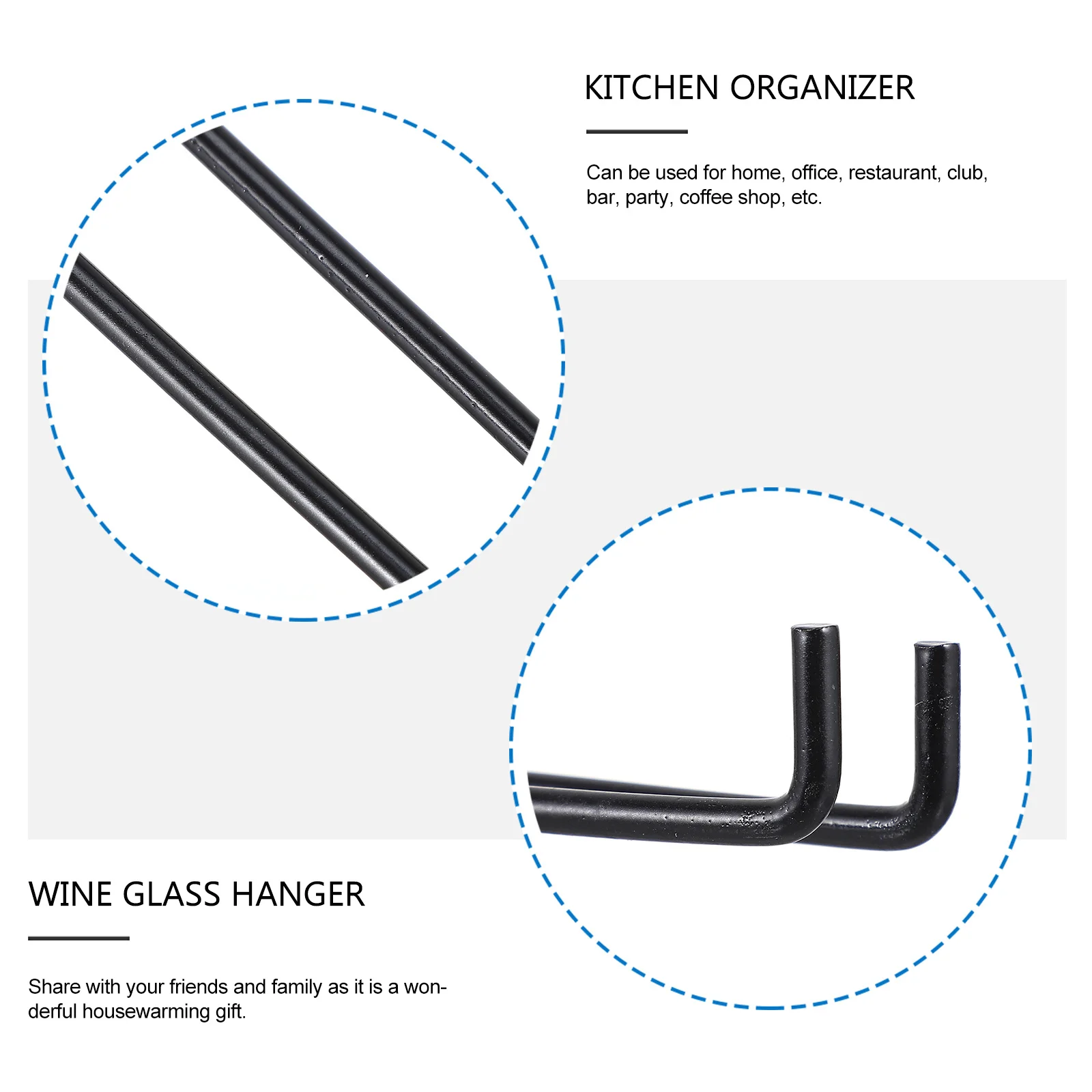 Estante para copas de vino de alambre, estante colgante montado con tornillo, soporte para copas de vino, organizador de cocina, exhibición de almacenamiento para el hogar, Bar y café