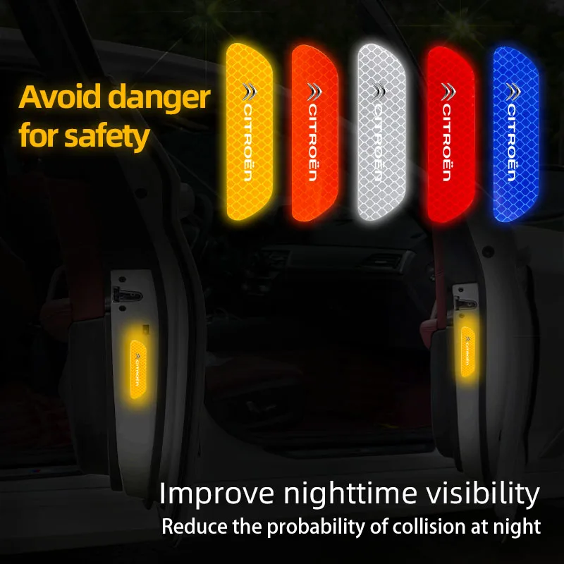 Car Doors Night Reflective Stickers Fluorescent Warning Signs For Citroen Celysee C6 C3 C5 C1 Aircross Picasso Cactus Berlingo