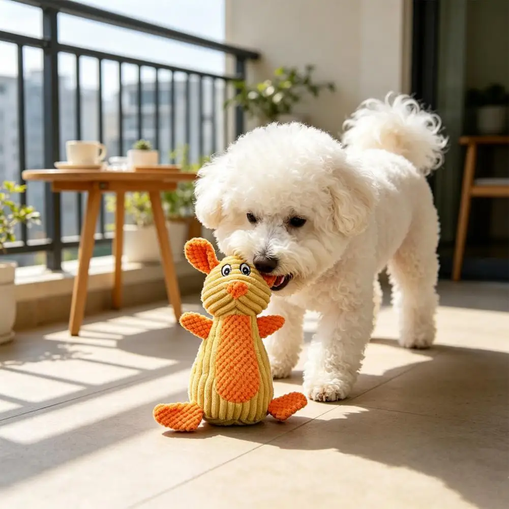 Plüsch-Hundespielzeug - Langlebiges Cord-Tierspielzeug - Kauspielzeug für Kleine & Mittelgroße Hunde, Interaktives Spielen