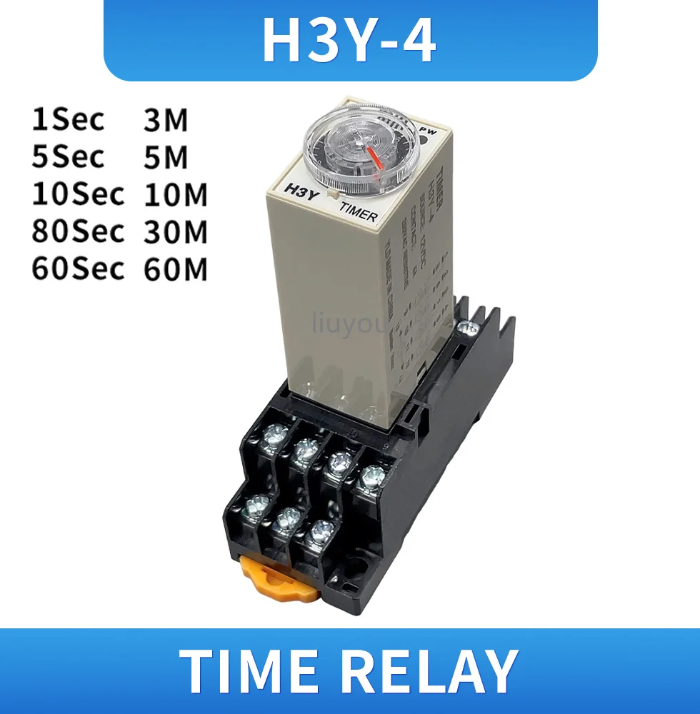 1set H3Y-4 Power On Time Delay Relay  Timer DPDT 14Pins  H3Y-4 1-60sec/ 3 Minute-60Minute  220v 110V 24V 12V