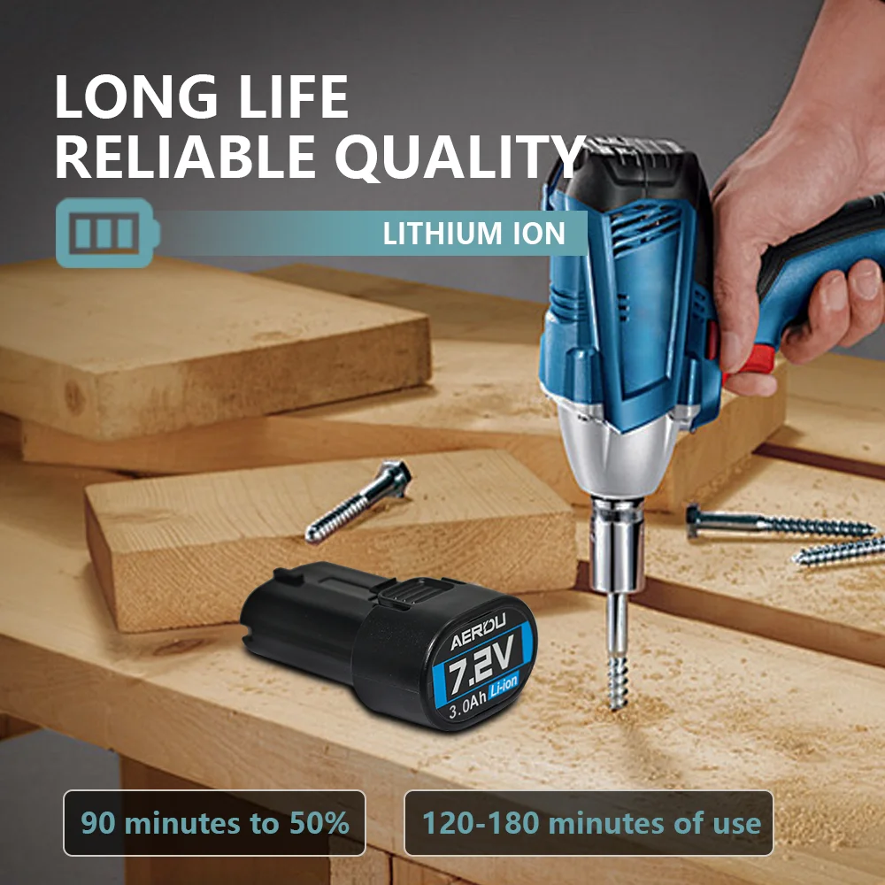 Baterai Alat Listrik AERDU untuk Makita 7.2V 3000mah BL7010 BL0715 DF010 DF012 DF022 7.2-4 194355-2 194356-3