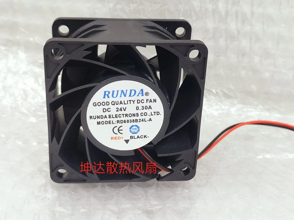 RUNDA RD6038B24L-A DC 24V 0.30A 60x60x38mm 2-Wire Server Cooling Fan