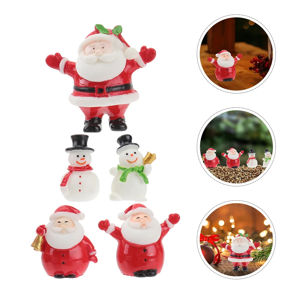 

20Pcs Santa Decorations Resin Christmas Miniature Snowman Sculptures Desktop Dollhouse Xmas Ornaments Mini Santa Figure